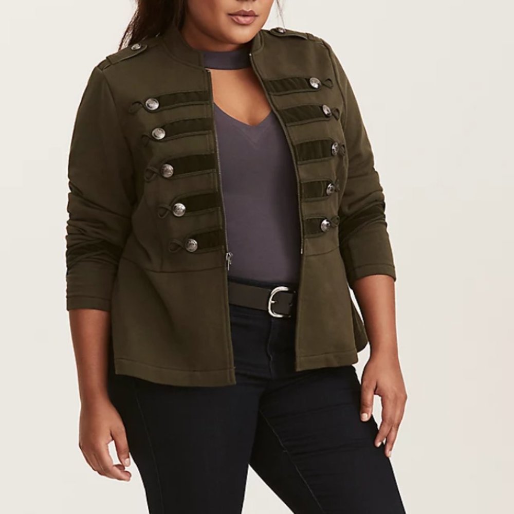Torrid Embellished zip front military jacket 2X